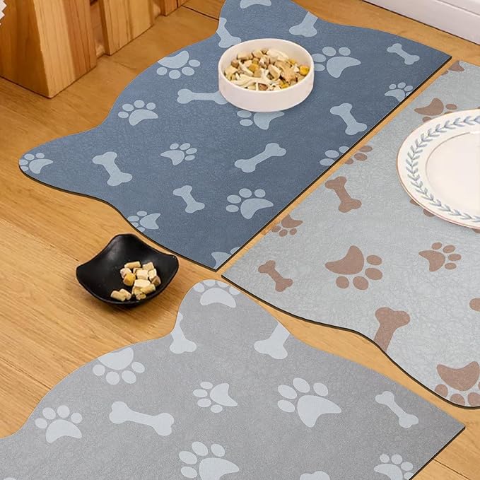 YCT Cat & Dog Mats - No Slip Cat & Dog Mat for Food & Water, 16.9"x24", Navy Blue