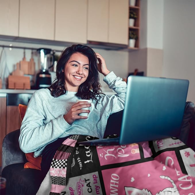 Cat Blanket - Gifts for Cat Lovers, Women, Girls, Mom - Crazy Cat Lady Merchandise 60"x80"