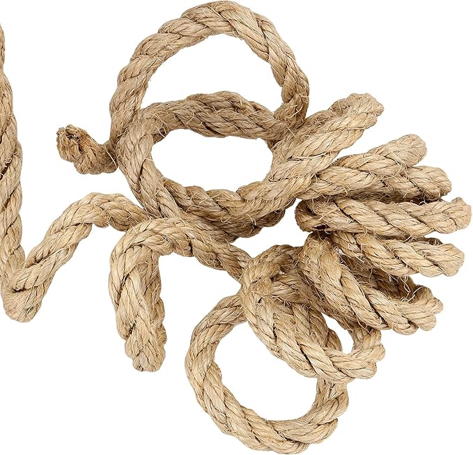 1/2 Inch Sisal Rope, 100 Feet Twisted Sisal Rope for Repairing, Recovering Cat Scratching Post, Bundling, Decoration, Wall hangings, tie Downs