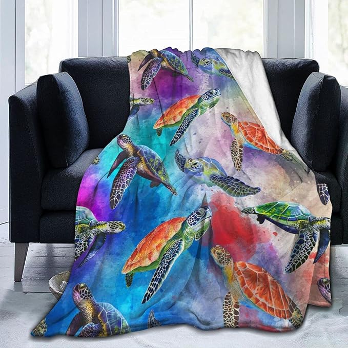 Ultra-Soft Microfiber Throw Blanket 350 GSM Fuzzy Fleece Blanket for Adults Kids Gift Couch, Sofa, Bed Turtle 50"x40"