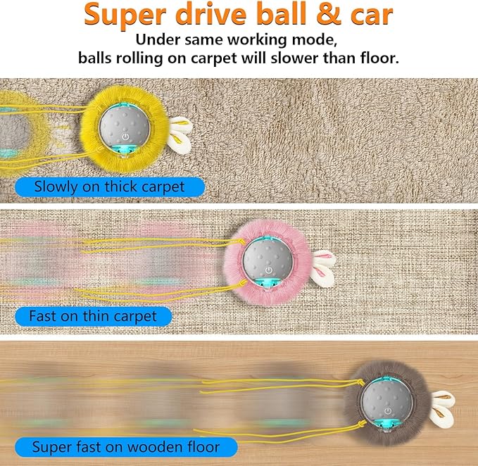 Interactive Cat Toys Ball Paw Activated, Super Power Cat Exercise Toys for Indoor Cats (Grey)