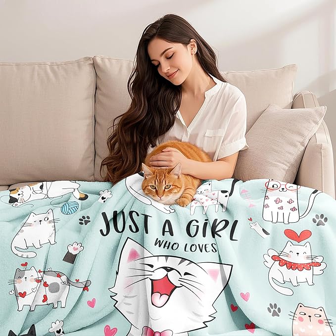 Cat Blanket Gifts for Cat Lovers Soft Flannel Cats Throw Blanket Cats Stuff for Kids Adults 50"x40"