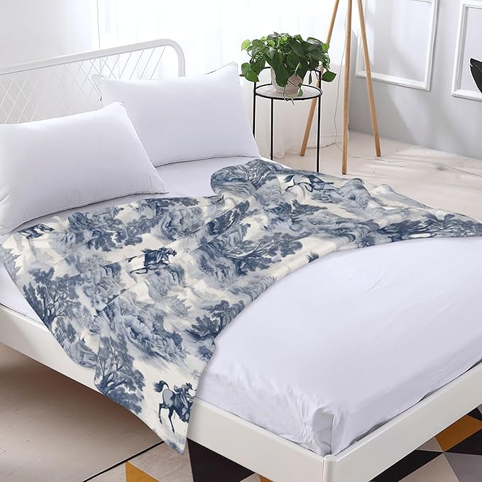 Western Cowboy Soft Throw Blanket Flannel Fleece Blankets Warm Cozy Lightweight Fuzzy Blanket for Bed Sofa Couch Home Decor 60"X50"