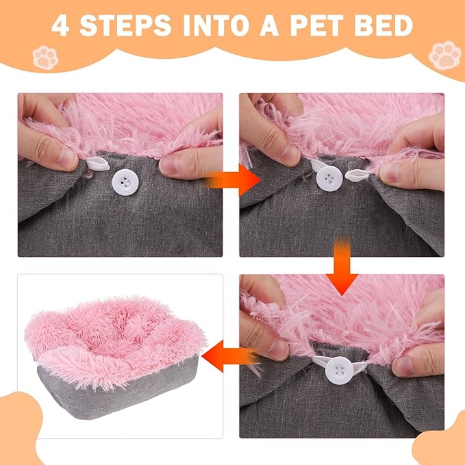 SCENEREAL Self Warming Cat Bed, Heated Cat Bed Mat for Cats Small Dogs, 2 in 1 Soft Plush, Washable Pet Pad for Indoor Outdoor Kitten Puppy
