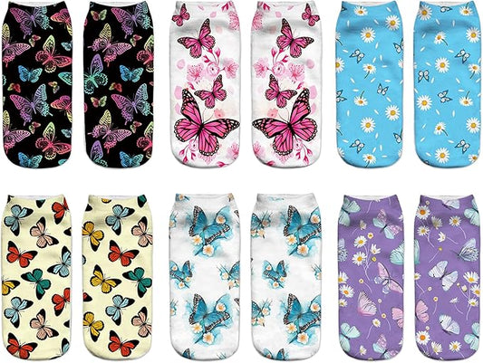Benefeet Sox Womens Girls Funny Crazy Ankle Socks - Fun Novelty 3D Print Pattern Silly Cute Animal Food