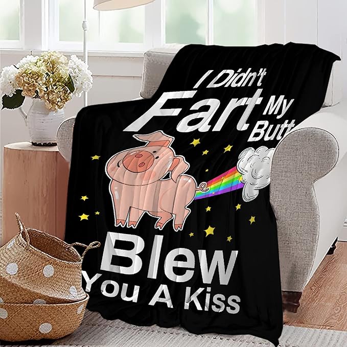 Pig Blanket,Girls Pink Pigs Animal Fleece Lightweight Throws,I Didnt My Blew You A Kiss,Super Soft Sherpa Blankets, for Bed Sofa Couch,Funny Things for Teen,50"x60" for Girl Boy