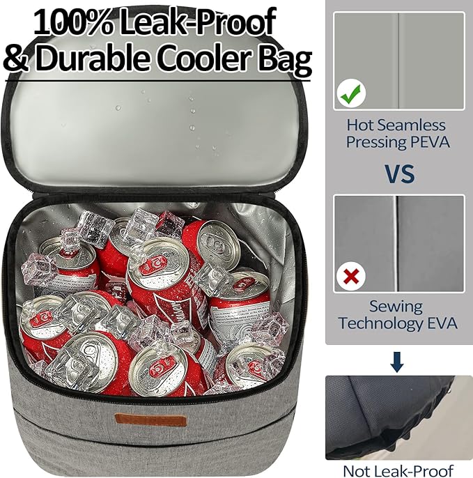 Camping Cooler Backpack 30 Cans, Soft Backpack Coolers Insulated Leak Proof Travel Cooler Bag Waterproof Lunch Picnic Beach Work Trip Thermal Bag Drink Beverage Beer Bag Cooler