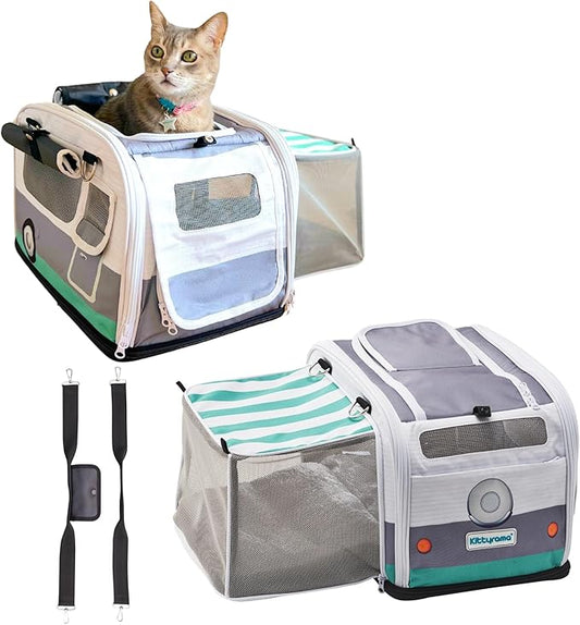 2-in-1 Premium Cat Carrier & Hideaway. Calming Carrier for Anxious Cats. Recommended by Veterinarians. Airline Approved, Soft-Sided, Expandable & Collapsible,17" x 11" x 11", Easy to Clean