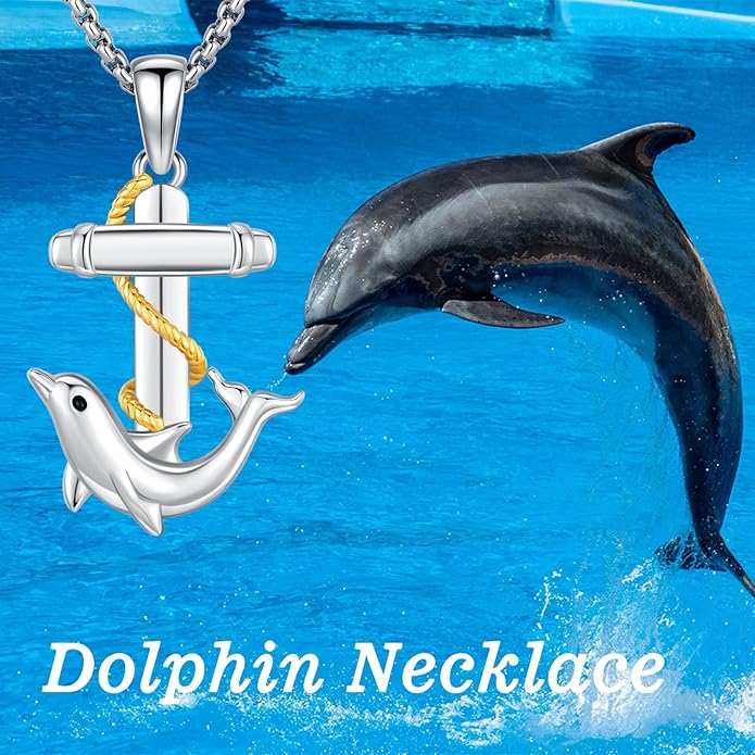 Black Cat/Dolphin/Bat Necklace Animal Pendant 925 Sterling Silver Cute Animal Jewelry Graduation Gifts for Women Men Animal Lovers Christmas Holiday Birthday Fathers Day