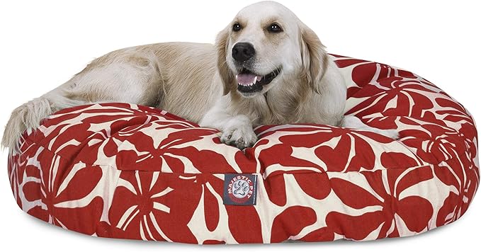 Red Plantation Large Round Indoor Outdoor Pet Dog Bed With Removable Washable Cover By Majestic Pet Products