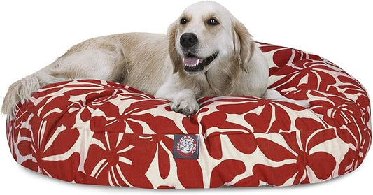 Red Plantation Large Round Indoor Outdoor Pet Dog Bed With Removable Washable Cover By Majestic Pet Products