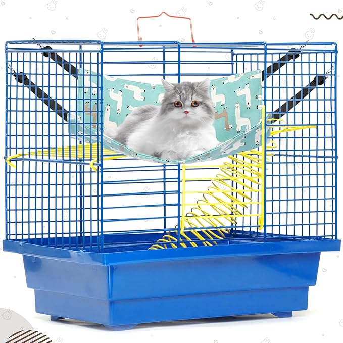 Barydat 6 Pcs Reversible Cat Hammock Bed 18.9 x 15 Inch Soft Breathable Pet Cage Hammock with Adjustable Straps Ferret Hammock Double Sided Cat Hammock Hanging for Kitten Puppy or Small Pet (Fabric)