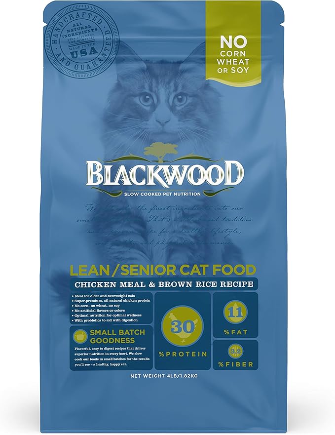 Blackwood Pet Cat Food Made In USA [Super Premium Dry Cat Food For Adult, Indoor, and Senior Cats], Chicken Meal and Brown Rice Recipe 4-Pound