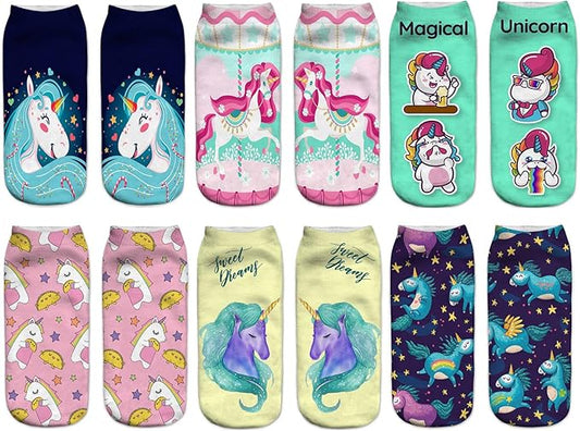 Benefeet Sox Womens Girls Funny Crazy Ankle Socks - Fun Novelty 3D Print Pattern Silly Cute Animal Food