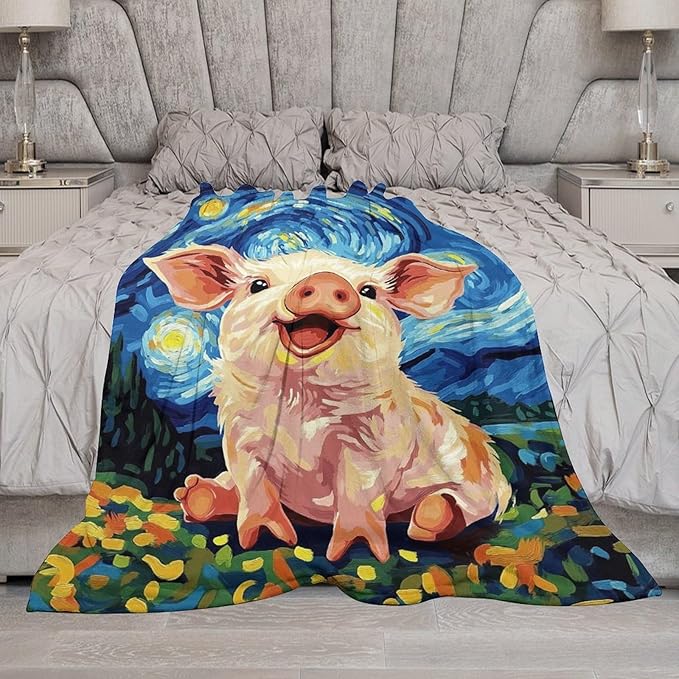 Pig Funny Gifts for Girls Boys Kids - Soft Warm Fleece Plush Blankets for Bed Sofa Couch - 40"x50"