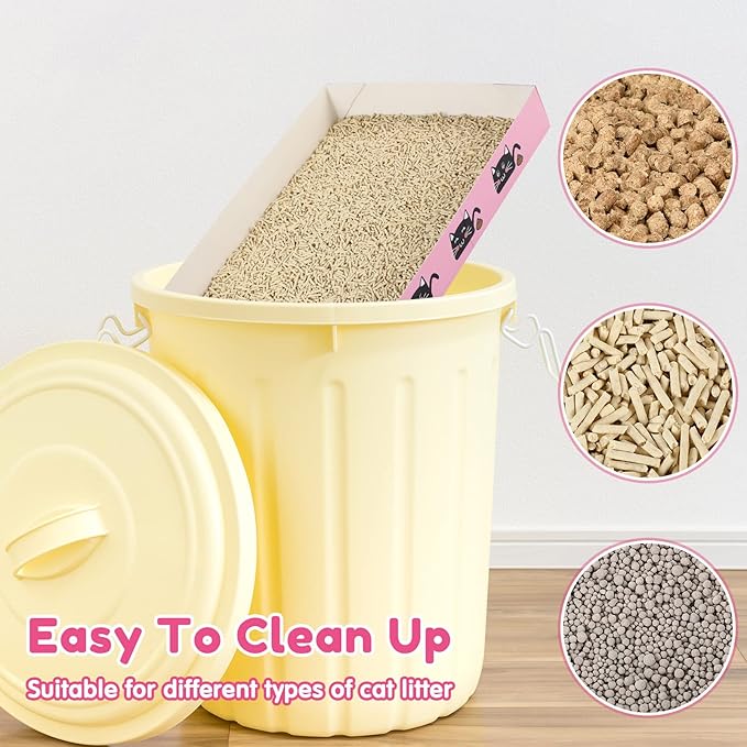 30 Pack Disposable Cat Litter Box Foldable Paper Kitty Tray 13.8x10x2 in Small Lightweight Cardboard Box Water Proof for Indoor Low Entry Easy Disposal Non Clumping Nice Absorption Portable (Pink)