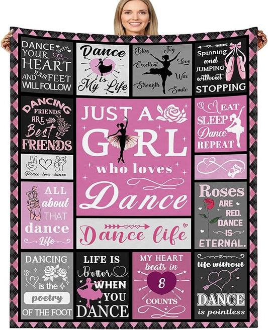 Dance Gifts for Girls Blanket, Dance Recital/Ballet/Ballerina Gift for Girl, Dancer Gifts for Girls Teens Teacher on Birthday Christmas 50"x60"