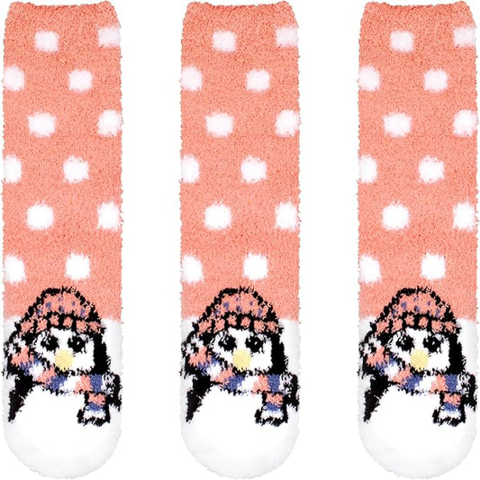 BambooMN Women's Super Soft Warm Microfiber Fuzzy Cozy Animal Socks or Christmas Winter Animal Socks, Value Pack
