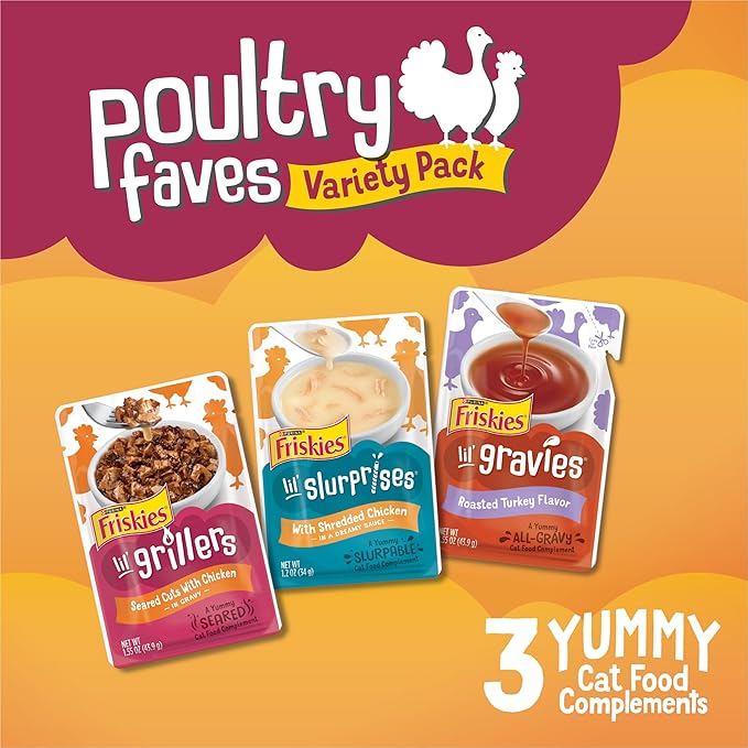 Purina Friskies Poultry Faves Lickable Gravy Cat Food Topper Variety Pack - 8 ct. Box