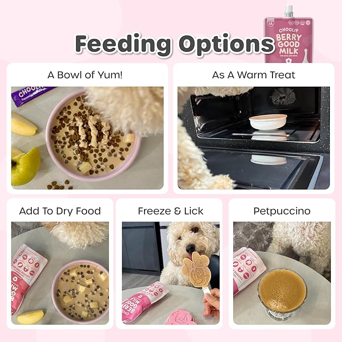 Berry Good Pet Milk. 10pk Vitamin-Infused Cat Milk, Dog, Kitten, Puppy Milk. Dog Bladder Support, Cat Kidney Support, Cat Urinary Supplement Cranberry, Omega 3, CoQ10, Glucosamine, Taurine