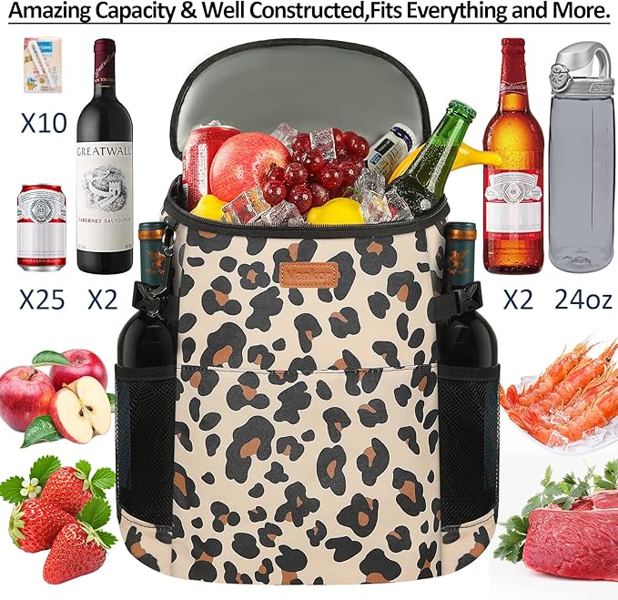 Camping Cooler Backpack 30 Cans, Soft Backpack Coolers Insulated Leak Proof Travel Cooler Bag Waterproof Lunch Picnic Beach Work Trip Thermal Bag Drink Beverage Beer Bag Cooler