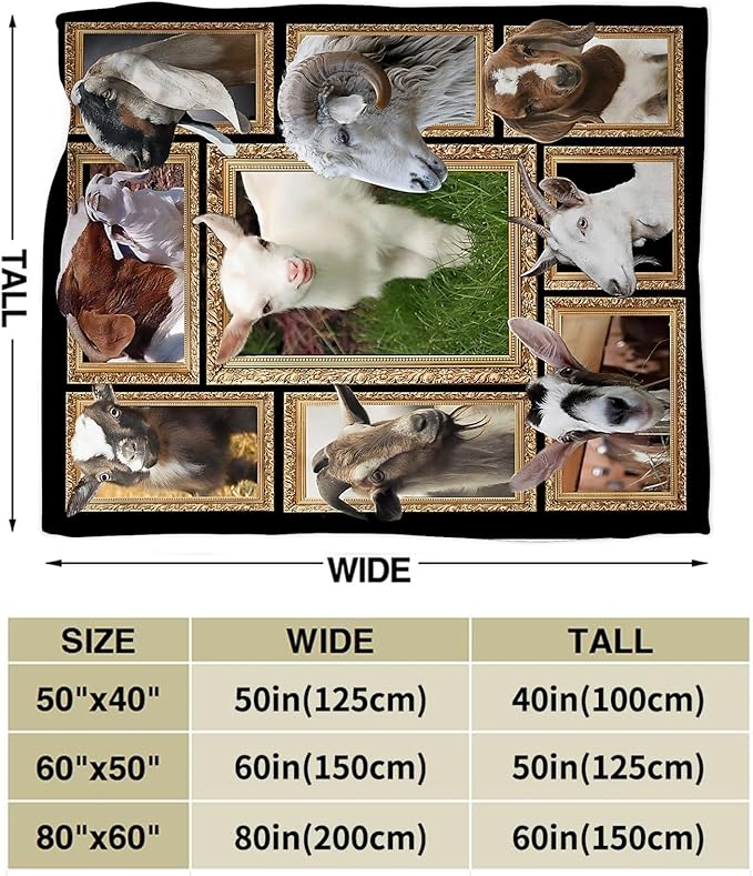 Goat Blanket Ultra Soft Cozy Sheep Throw Blanket Fleece Fuzzy Plush Bedding Goat Sheep Lovers Gifts for Women Girls Kids Adults 80"x60"