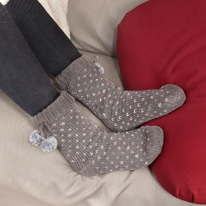 BambooMN Extra Thick Cozy Fuzzy Animal Thermal Cabin Plush Fleece-lined Knitted Crew Socks