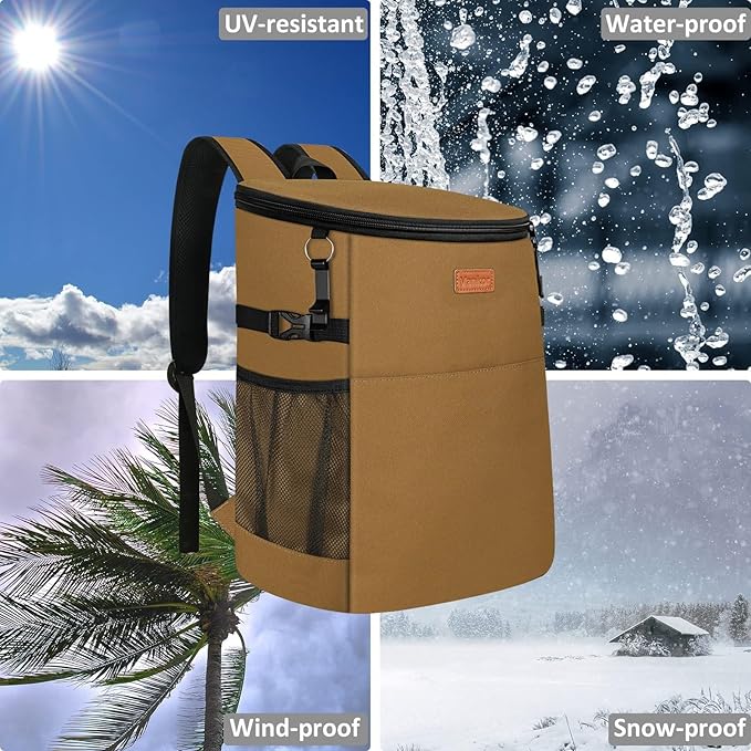 Camping Cooler Backpack 30 Cans, Soft Backpack Coolers Insulated Leak Proof Travel Cooler Bag Waterproof Lunch Picnic Beach Work Trip Thermal Bag Drink Beverage Beer Bag Cooler