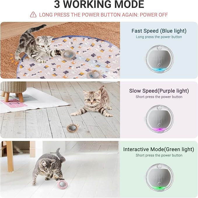 Interactive Cat Toys for Indoor Cats, Automatic Motion Activated Moving Ball Hide and Seek Game for Indoor Exercise Kicker with 28 Inch Play Mat
