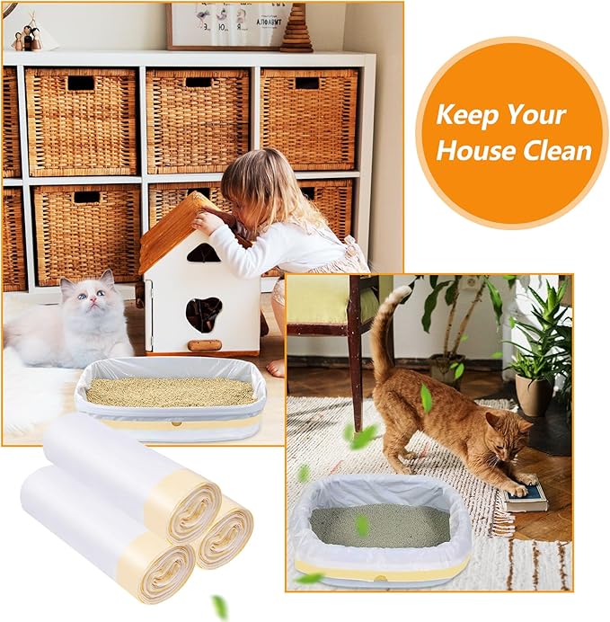 30 Count Cat Litter Box Liners, 36" x 18" Drawstring Litter Liner Bags for Litter Box, Extra Thick Durable Cat Litter Pan Bags for Pet Cat Supplies