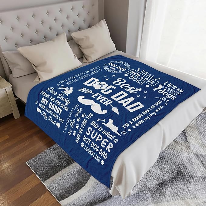 Dog Dad Gifts for Men, Dog Lover Gifts for Men, Best Dog Dad Ever, Gifts for Dog Dad, Dog Daddy Gifts, Dad Gifts from Dog, Dog Dad Birthday Gift, Dog Father Gift Blanket 60" X 50"
