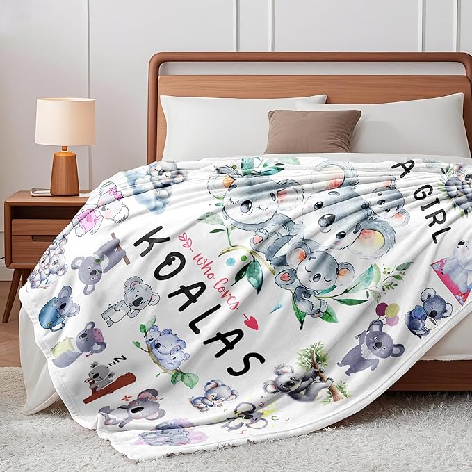 Koala Blanket Gifts for Koalas Lover Animal Koala Stuffed Soft Flannel Koalas Bear Throw Blanket Decor Bedding 50"x40"