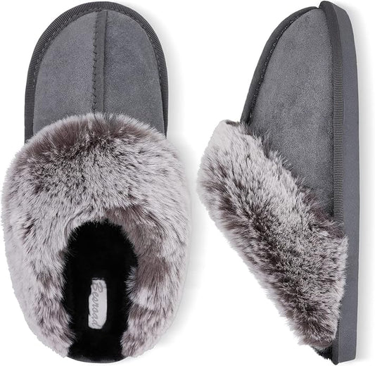 Besroad Winter Fuzzy House Slippers Sandals Plush Faux Fur Fluffy Flats Slippers Warm Slide Shoes for Women