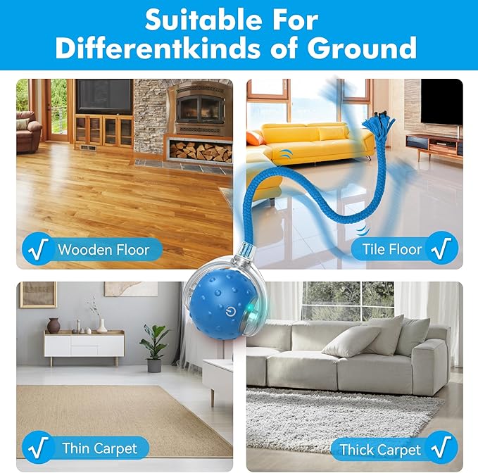 Cat Toys Ball for Indoor Cats - Interactive Automatic Cat Ball Toy | Fast Rolling & Motion Activated Chirping | Hide and Seek Mouse Catching Game | Stimulates Hunting Instincts (Blue)