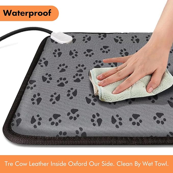 Cat Heating Pad Self Warming Cat Bed Electric Heating GOG Pad Waterproof Temperature Adjustable Heating Pad for Gogs and Cats 18x18in