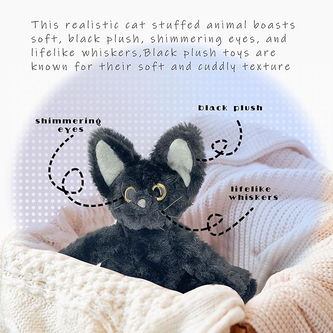 Black Cat Stuffed Toy, Black Cat Soft Plush Pillow, Gifts for Boys and Girls