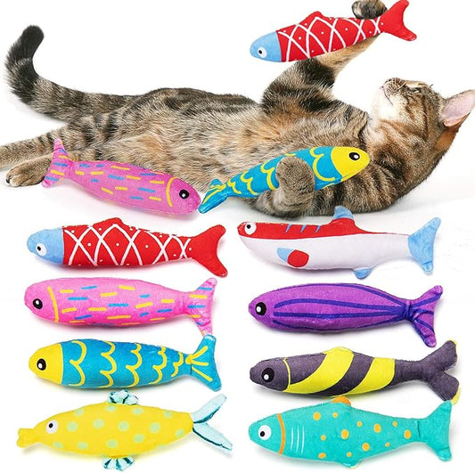 Catnip Toys for Indoor Cats, Natural Catnip Cat Toys Kitten Toys - 8 PCS Fish Cat Toys Set for Boredom