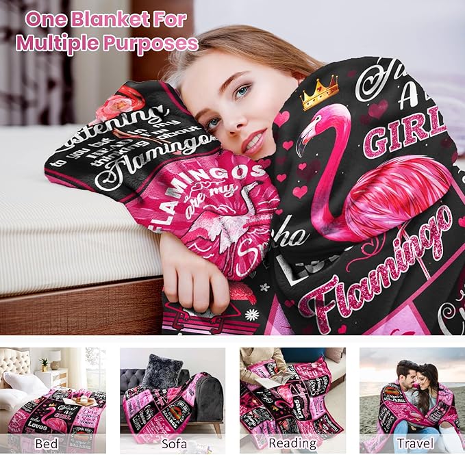 Flamingo Blanket Gifts for Women Girls, Pink Flamingo Blanket and Throws, Flamingos Lovers Birthday Gifts Decor Throw Blanket 50" x 40"