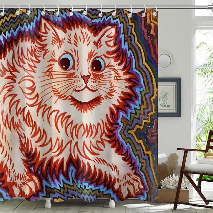 Adorable Orange Kitten Shower Curtain, Colorful Cat Bathroom Curtains,Cute Shower Curtains for Bathroom,Bath Curtain,72x72 Inches