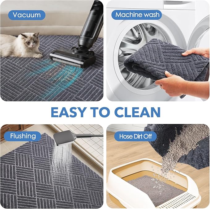 2 Pack Cat Litter Mats,Large Cat Litter Trapping Mats,| Washable Cat Litter Box Mats, Leak-Resistant, Non-Slip Backing,Quick Dry,Cut ToFit,Size 35''x24'
