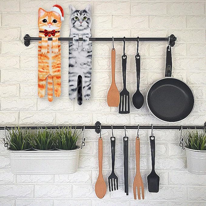 AGRIMONY Cat Funny Hand Towels for Bathroom Kitchen - Cute Decorative Cat Decor Hanging Washcloths Face Towels Super Absorbent Soft - Housewarming Birthday Christmas Fun Gifts for Women Cat Lovers