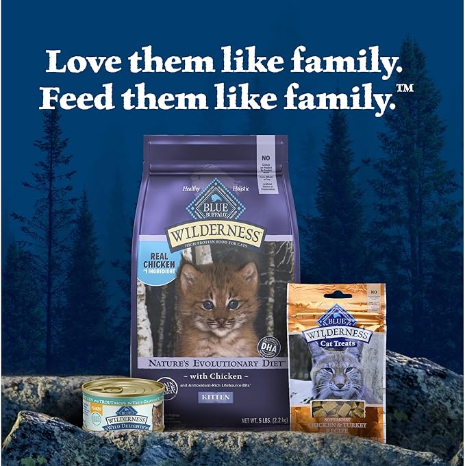 Blue Buffalo Wilderness Wild Delights Natural Wet Food for Kittens, Flaked Chicken & Trout in Tasty Gravy, 3-oz. Cans, 24-pack