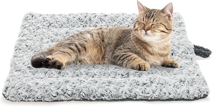 Self Warming Cat Bed for Indoor Cats & Small Dogs, Cozy Thick Cat Mat Bed Self Heating Pad for Cold Weather, Washable Fluffy Calming Bed Cushion Sleeping Relaxing Playing