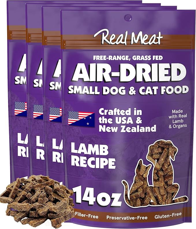 Real Meat Air Dried Cat Food & Dog Food w/ Real Lamb - 3.5lbs of USA-Crafted Grain-Free Dry Dog & Cat Food Sourced from Hormone-Free, Free-Range, Grass-Fed Lamb - All Natural, High Protein Pet Food
