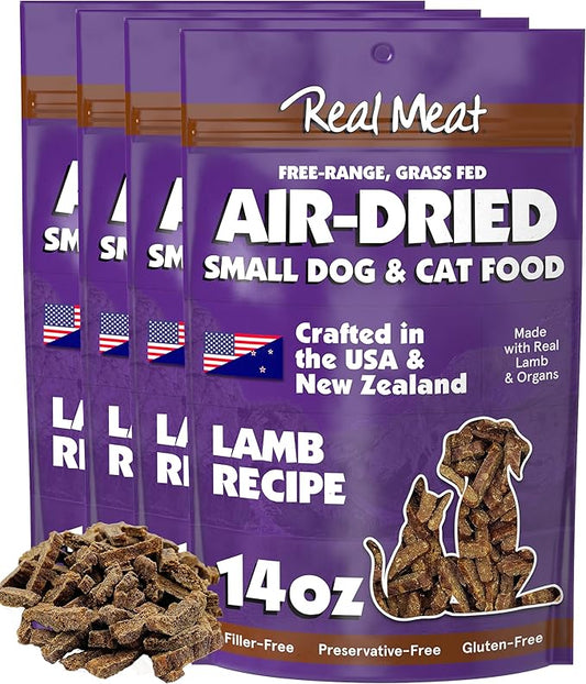 Real Meat Air Dried Cat Food & Dog Food w/ Real Lamb - 3.5lbs of USA-Crafted Grain-Free Dry Dog & Cat Food Sourced from Hormone-Free, Free-Range, Grass-Fed Lamb - All Natural, High Protein Pet Food