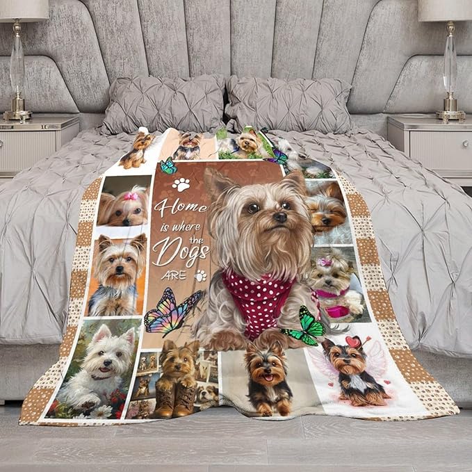 Yorkie Blanket Dog Yorkie Gifts for Girls Boys Woman Yorkshire Lover Throw Blankets Soft Blanket Warm Fleece Flannel Plush Blankets for Bed Sofa Couch 50"x60"