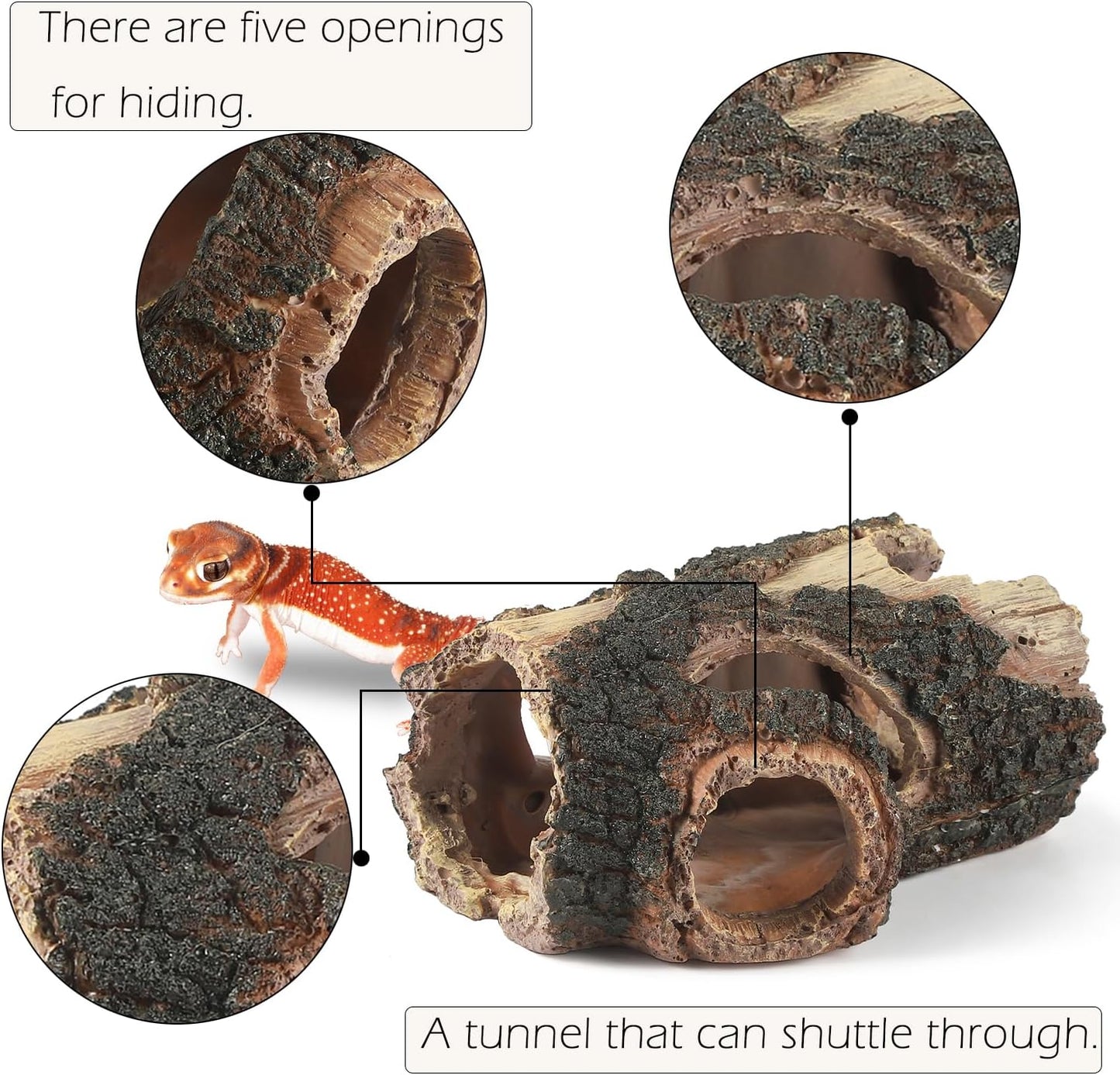 IBWell Aquarium Wood Fish Tank Decorations，Resin Fake Logs Terrarium DÉCor, Reptile Hide Aquarium Hideout for Fish Cave, Small Turtles, to 20 Gallon Tank