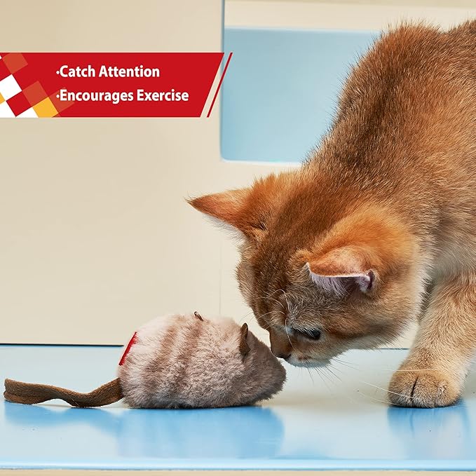 Gigwi Chirpy Cat Mouse Toy Squeak- Cat Toys Interactive Squeaking Mouse Cat Toy Melody Chaser Play and Squeak Kitten Toy, Mouse Sound Cat Toy for Boredom