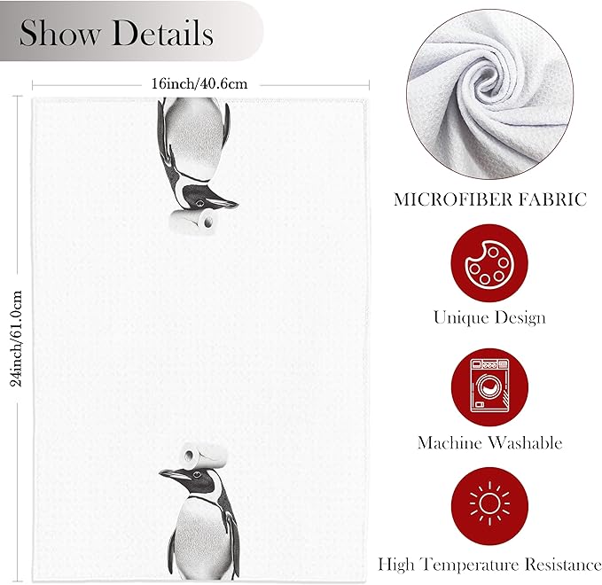 Penguin Hand Towels for Bathroom, Penguins Bathroom Hand Towels, Penguin Bathroom Decor, Funny Hand Towels, Penguin Gifts for Women Penguin Lovers, 16x24 Inch