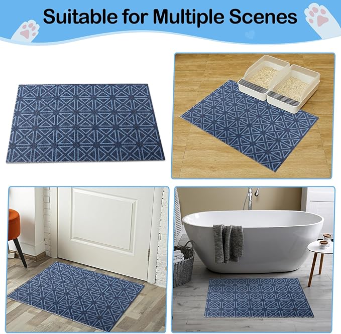 Bienbee Cat Litter Mat, Cat Litter Mat Litter Trapping Mat, Easy to Clean, Soft Litter Box Mat for Cat, Kitty, PVC Material Pad